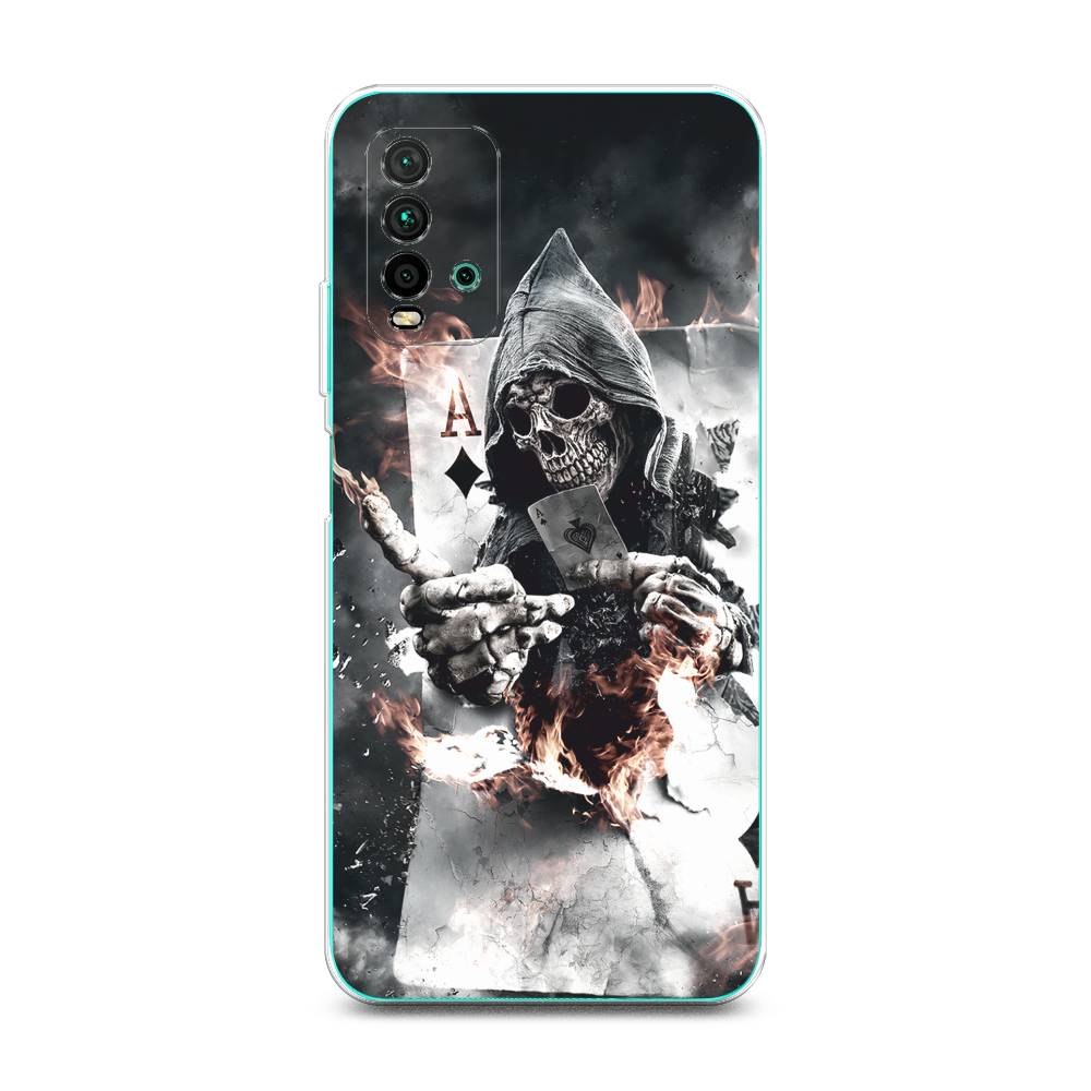 

Силиконовый чехол "Карты черепа в капюшоне" на Xiaomi Redmi 9T, Разноцветный