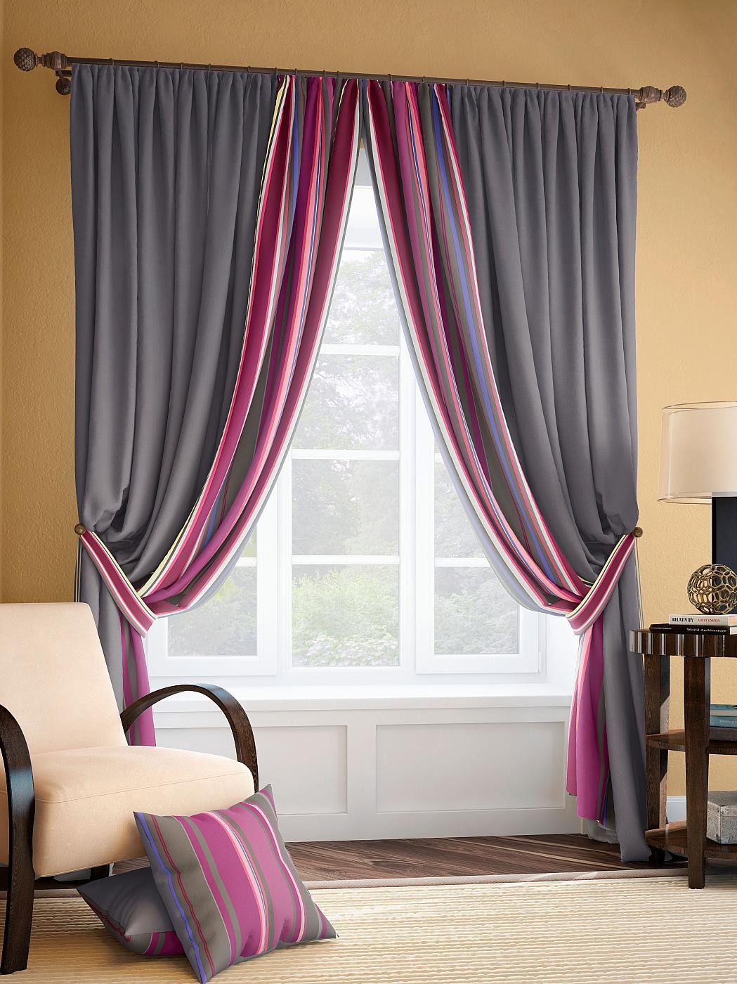 

Комплекты штор AT HOME Энже (серый) высота 280 см, ширина 220 см, Серый/черный, 984001