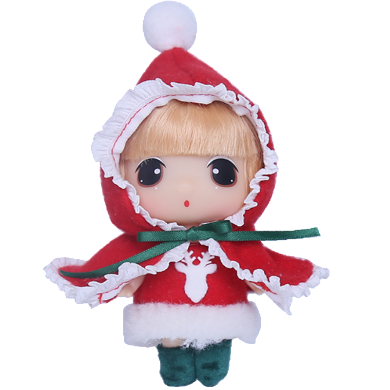 

Новогодняя кукла DDUNG Merry Christmas, Снегурочка в платье и красном плаще, 11 см.