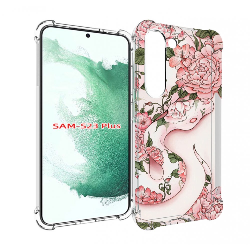 Чехол MyPads змея-в-розовых-цветах женский для Samsung Galaxy S23 Plus +
