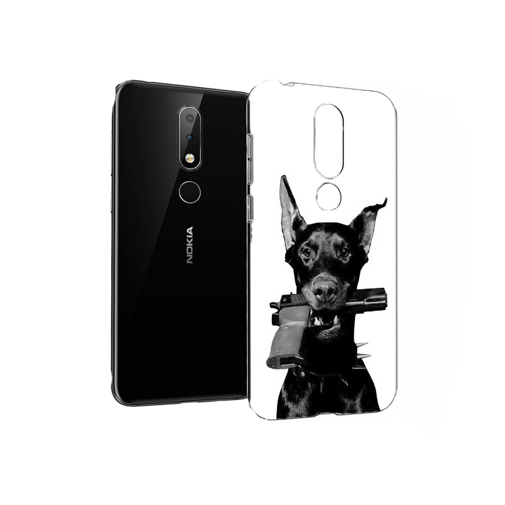 

Чехол MyPads Tocco для Nokia X6 доберман с пистолетом (PT115295.99.331), Прозрачный, Tocco