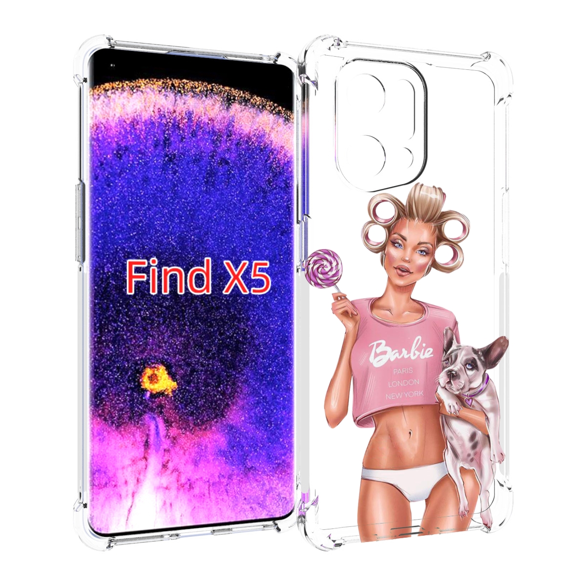 

Чехол MyPads Барби-с-собачкой женский для Oppo Find X5, Прозрачный, Tocco