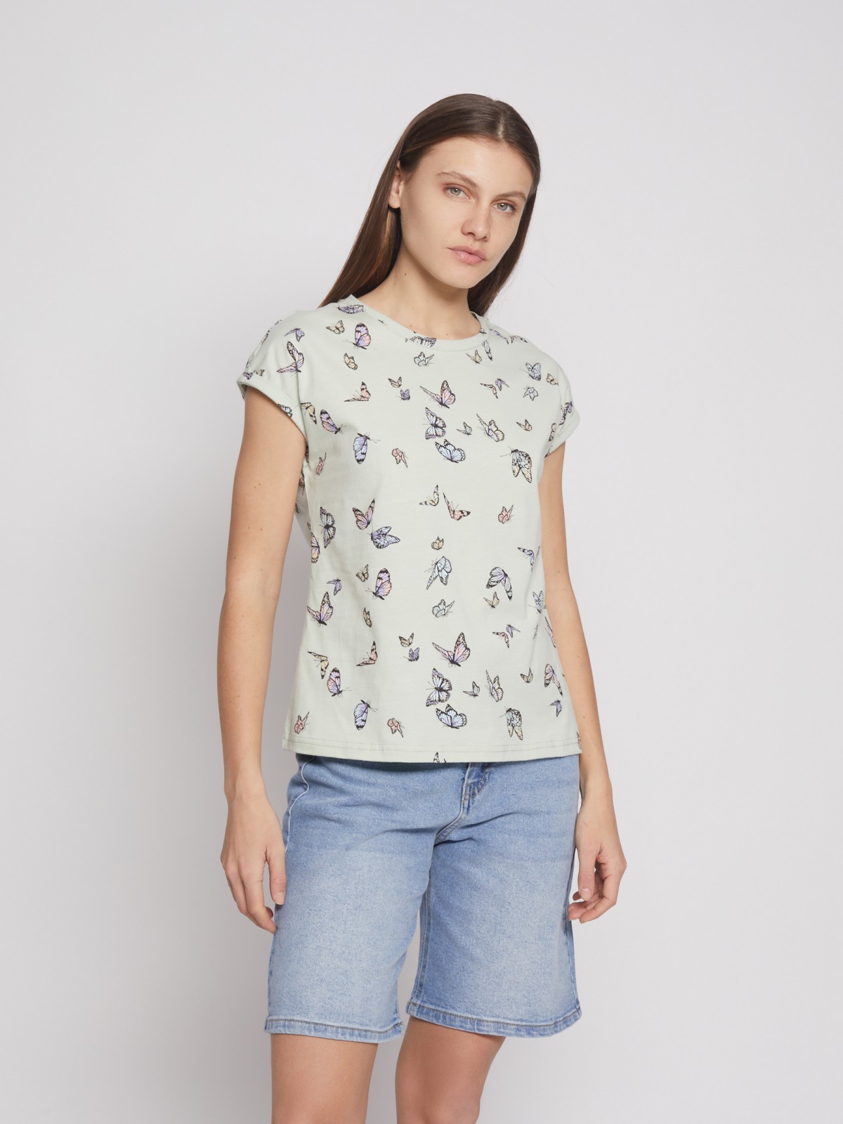 

Футболка женская Zolla 02224321U202 зеленая M, 02224321U202