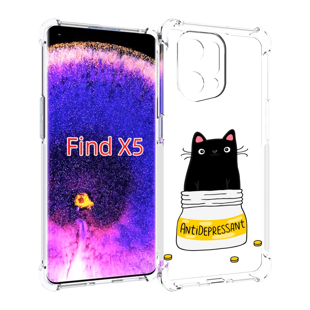

Чехол MyPads Антидеприсан для Oppo Find X5, Прозрачный, Tocco