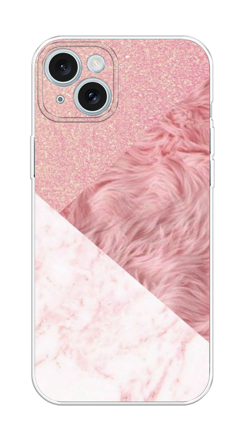 

Чехол на Apple iPhone 15 Plus "Текстурные треугольники", Розовый;белый, 15650-1