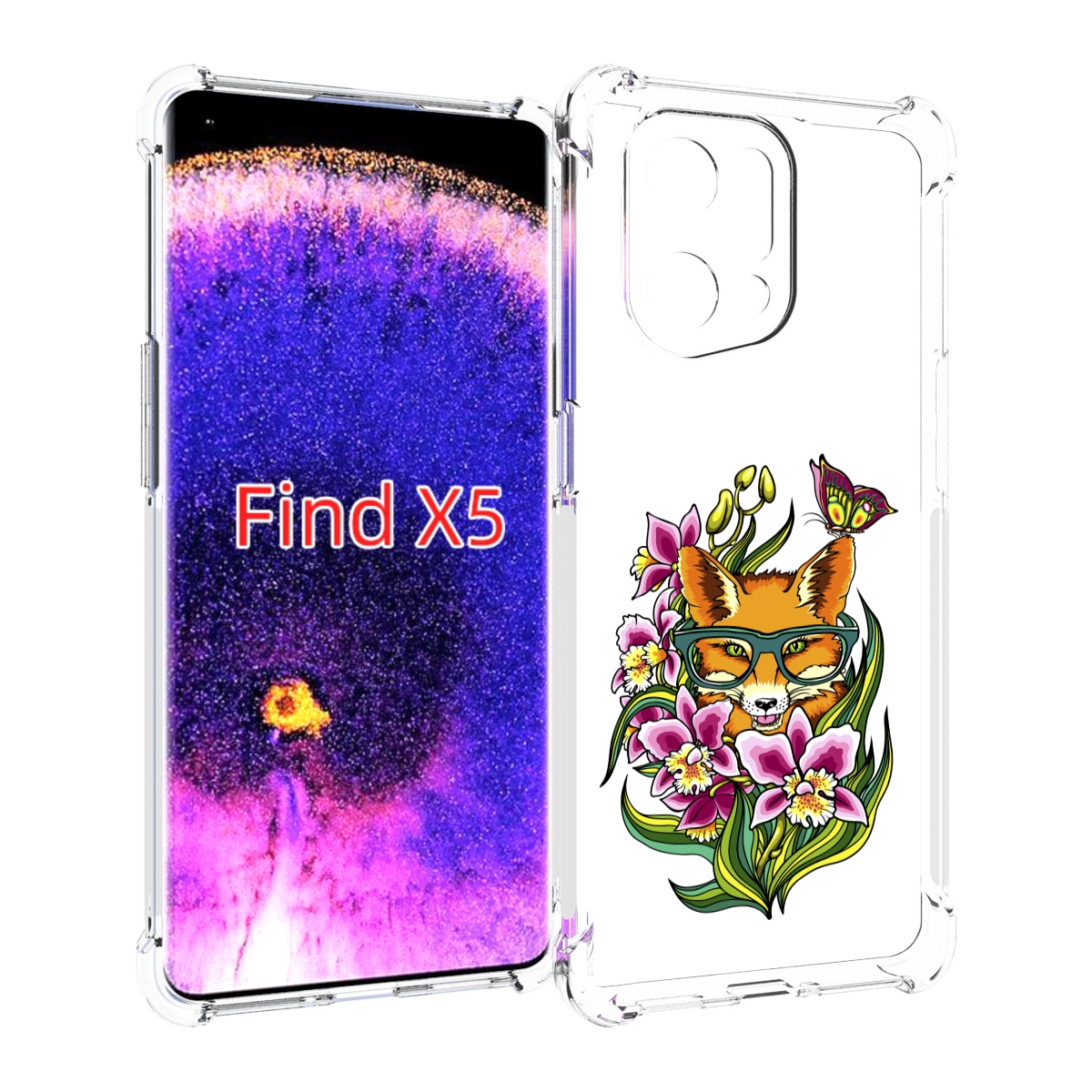 

Чехол MyPads Лиса в цветах для Oppo Find X5, Прозрачный, Tocco