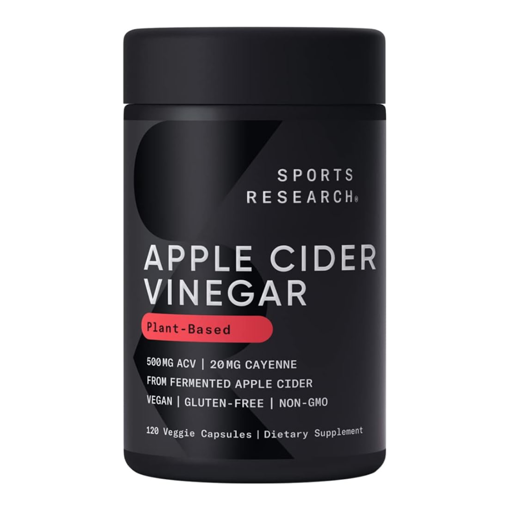 Яблочный уксус Sports Research с кайенским перцем, Apple Cider Vinegar 500 мг, 120 капсул