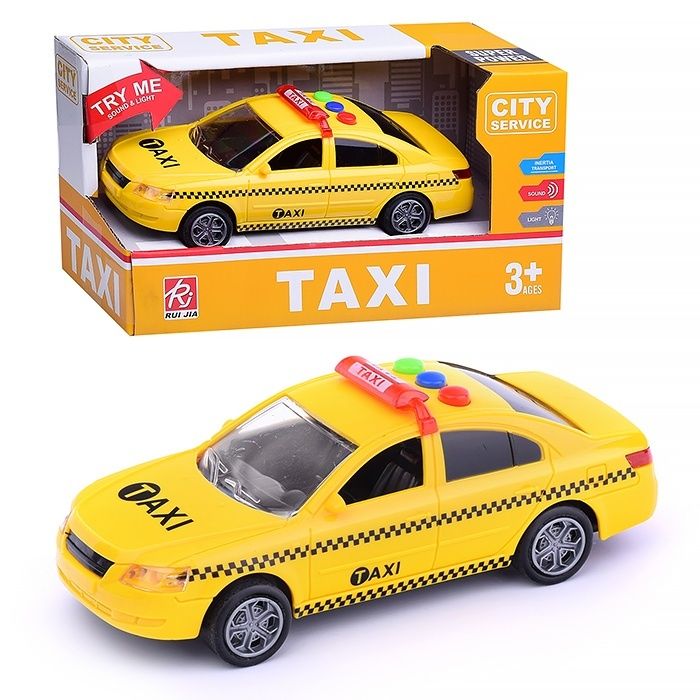 

Машинка Oubaoloon Такси свет, звук, на батарейках, RJ6663, Желтый;черный