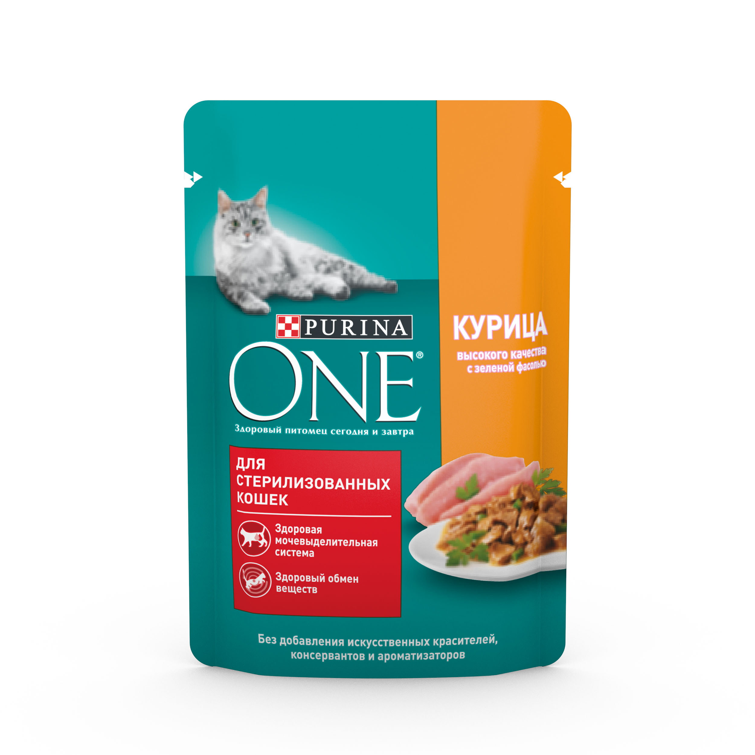 фото Влажный корм для кошек purina one для стерилизованных, с курицей и зеленой фасолью, 75г