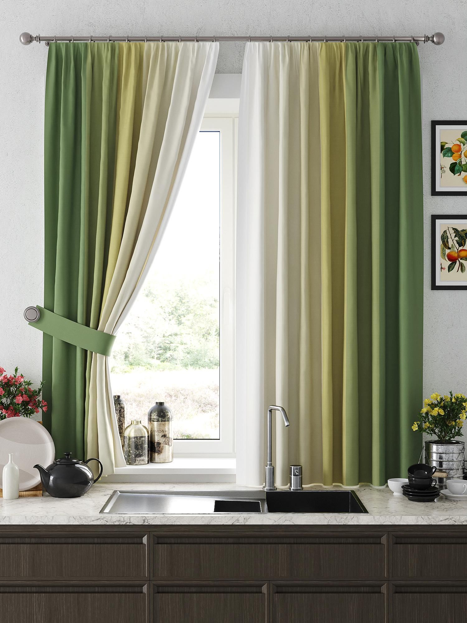 

Комплекты штор AT HOME Ромерни (зеленый) высота 180 см, ширина 150 см, Бежевый, 925579