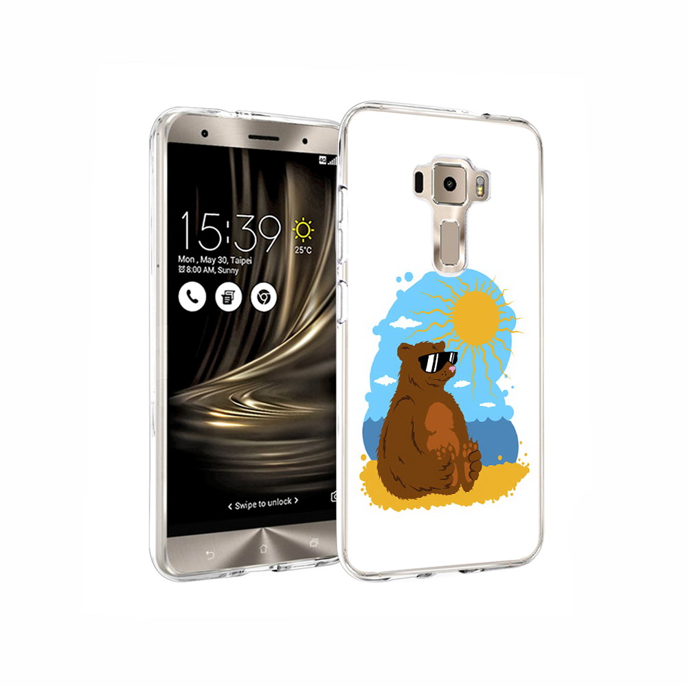 Чехол MyPads Tocco для Asus ZenFone 3 медведь на чиле