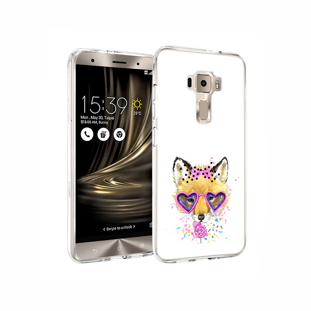 

Чехол MyPads Tocco для Asus ZenFone 3 лисенок с бантиком, Прозрачный, Tocco