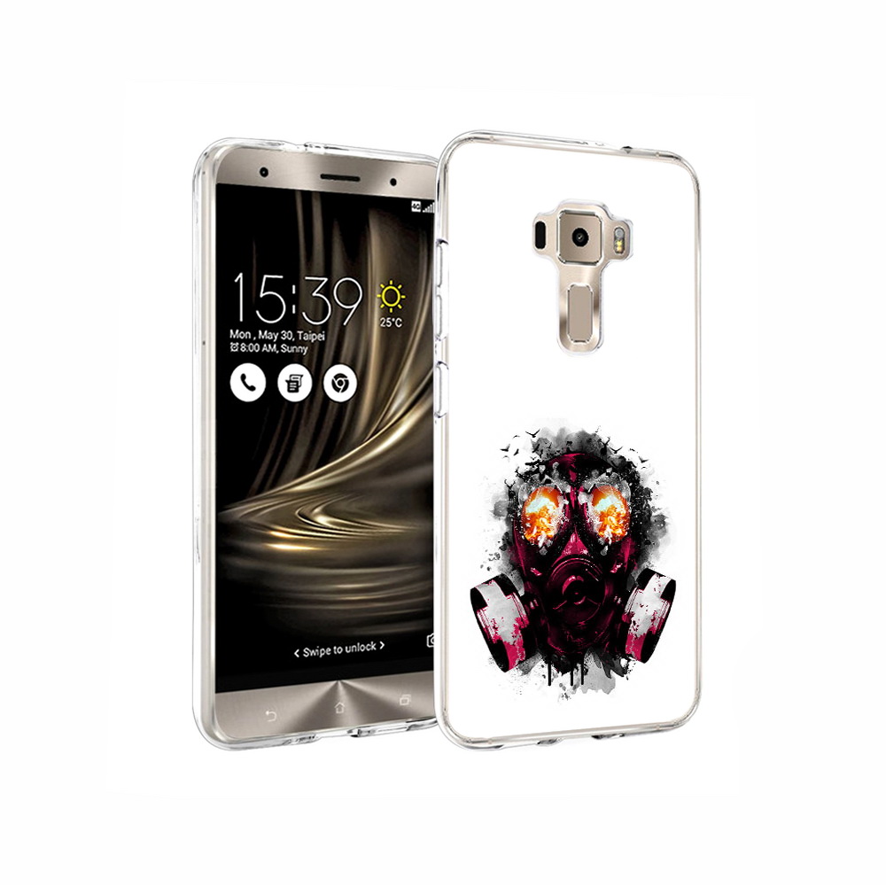 Чехол MyPads Tocco для Asus ZenFone 3 красный противогаз
