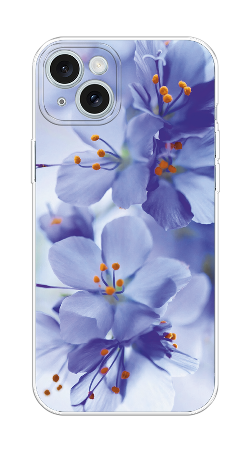 

Чехол на Apple iPhone 15 Plus "Фиолетовые цветки", Фиолетовый;синий, 15650-1