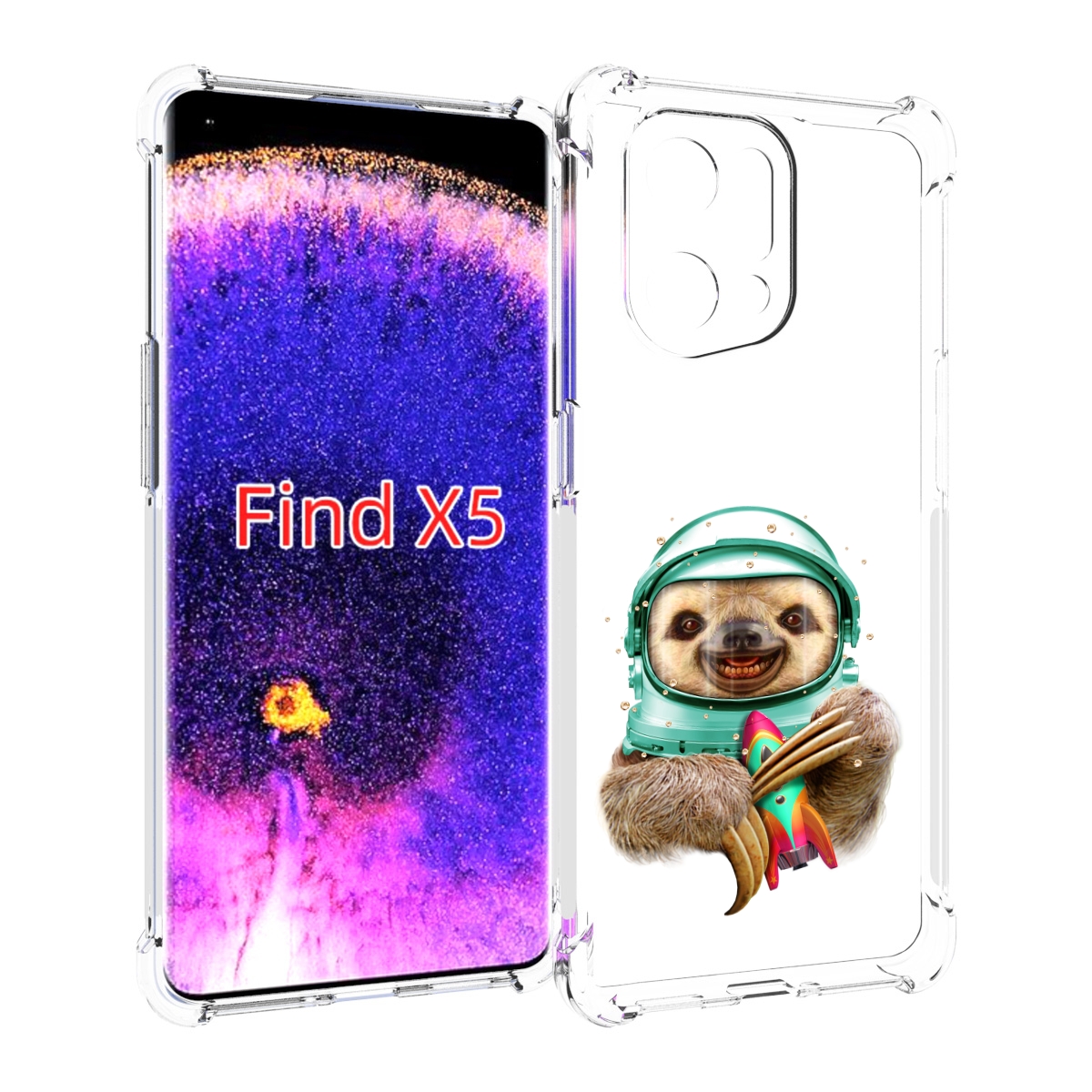 

Чехол MyPads Ленивец астронавт для Oppo Find X5, Прозрачный, Tocco