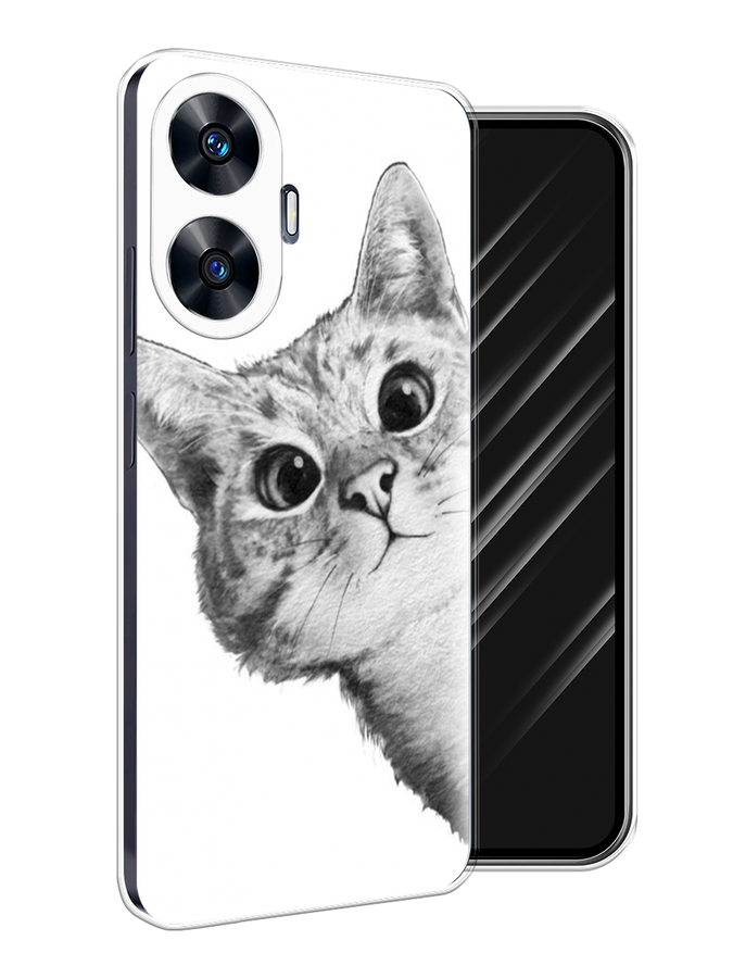 

Чехол Awog на Realme C55 "Кот рисунок черно-белый", Черный, 2513850-1