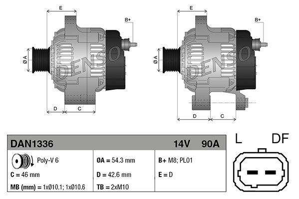 

DENSO Генератор DENSO DAN1336