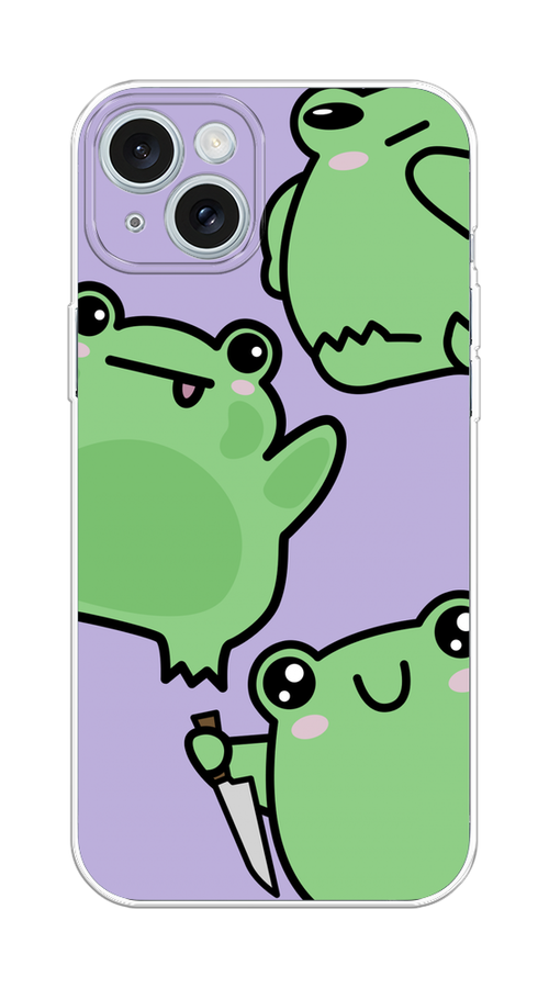 

Чехол на Apple iPhone 15 Plus "Опасные лягушата", Фиолетовый;зеленый;черный, 15650-1