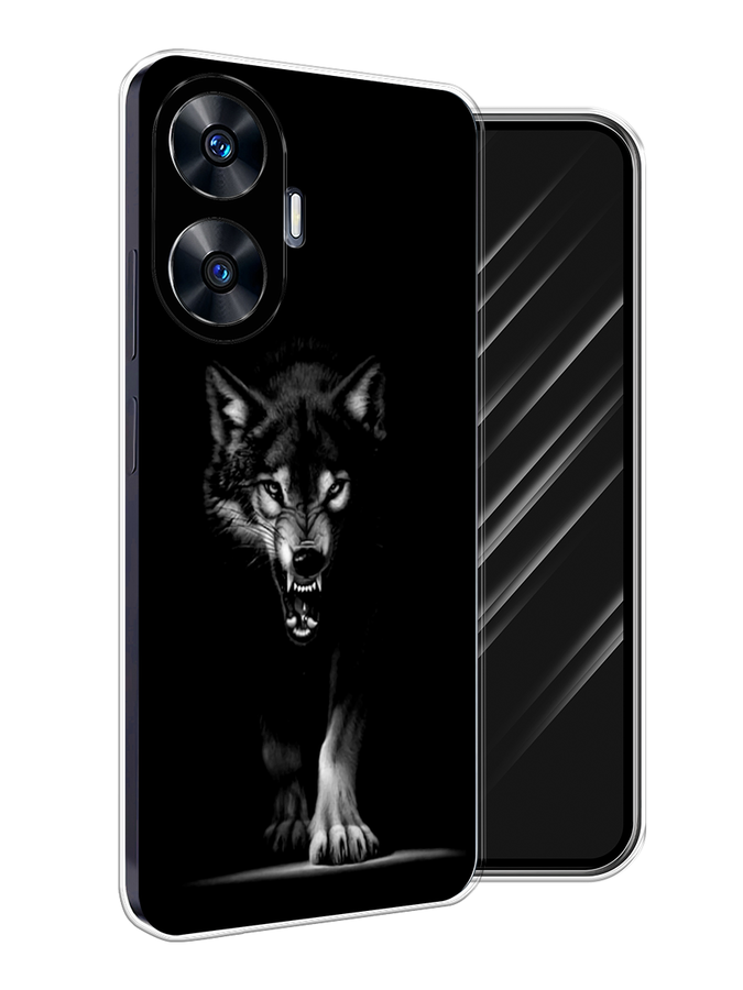 

Чехол Awog на Realme C55 "Волк выходит из ночи", Серый;черный;белый, 2513850-1