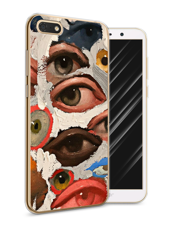 

Чехол Awog на Honor 7A "Глаза масляная живопись", Серый;бежевый;красный, 65250-7