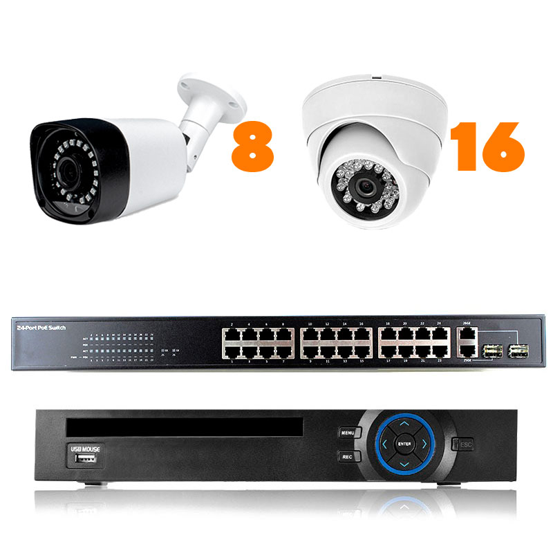 фото Комплект видеонаблюдения ip 2мп ps-link kit-b2168ip-poe на 24 камеры