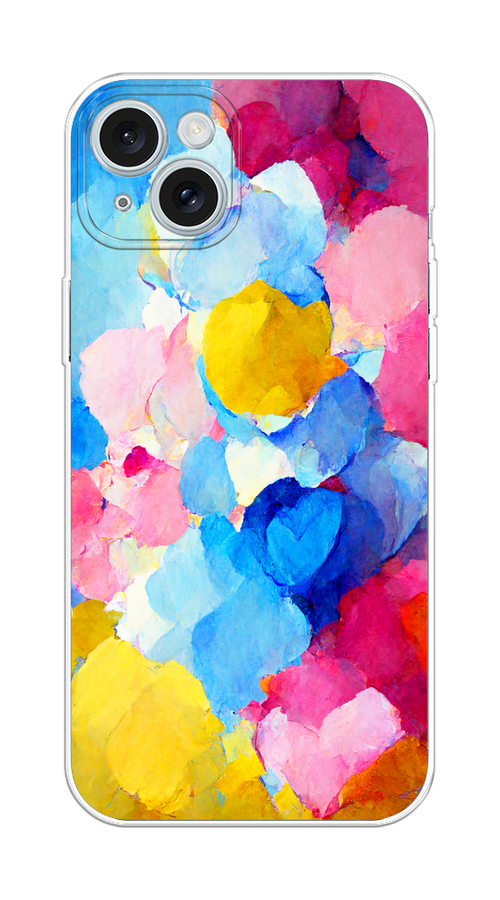 

Чехол на Apple iPhone 15 Plus "Яркие пятна", Синий;голубой;желтый;розовый, 15650-1