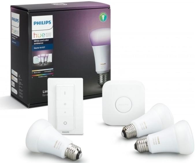 фото Комплект умных светодиодных ламп philips hue white and color ambiance e27 starter kit