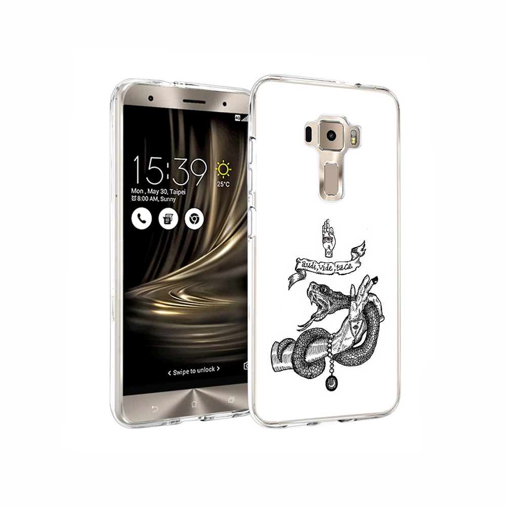 

Чехол MyPads Tocco для Asus ZenFone 3 змея на руке рисунок, Прозрачный, Tocco