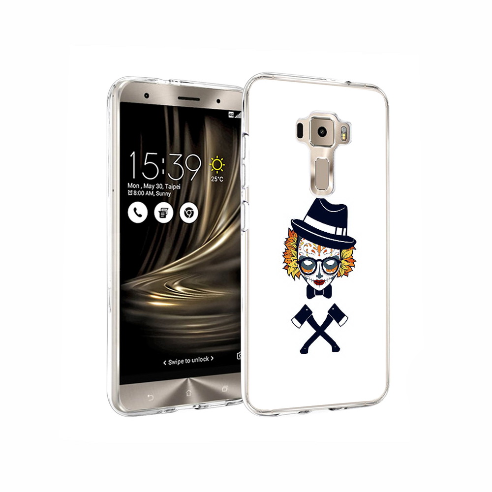

Чехол MyPads Tocco для Asus ZenFone 3 девушка в маске с топорами рисунок, Прозрачный, Tocco
