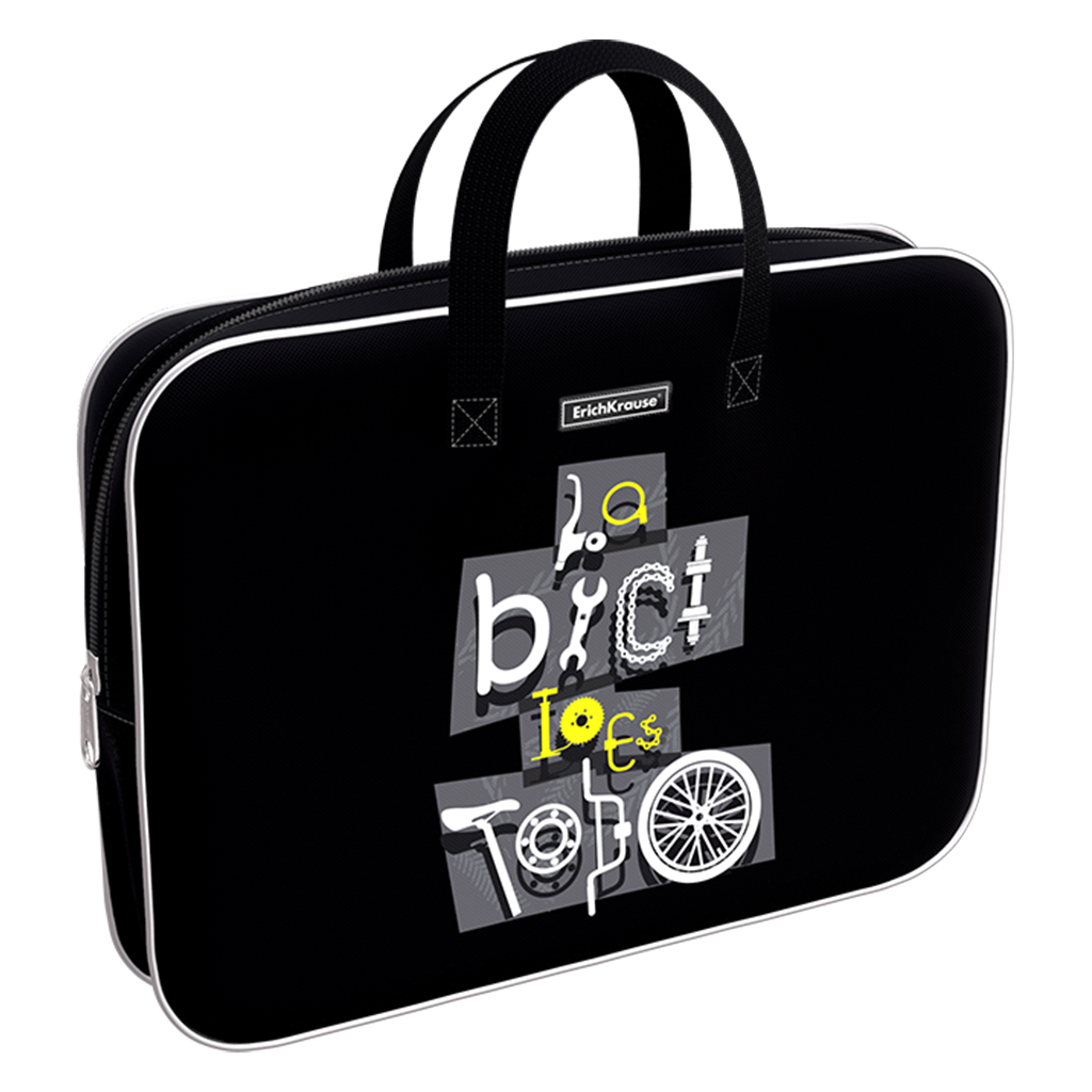 

Папка текстильная на молнии ErichKrause Bicycle 60246 с ручками, A4+, Разноцветный