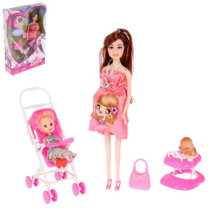 Кукла-модель беременная Лиза с малышкой коляской и аксессуарами в ассортименте 2452994