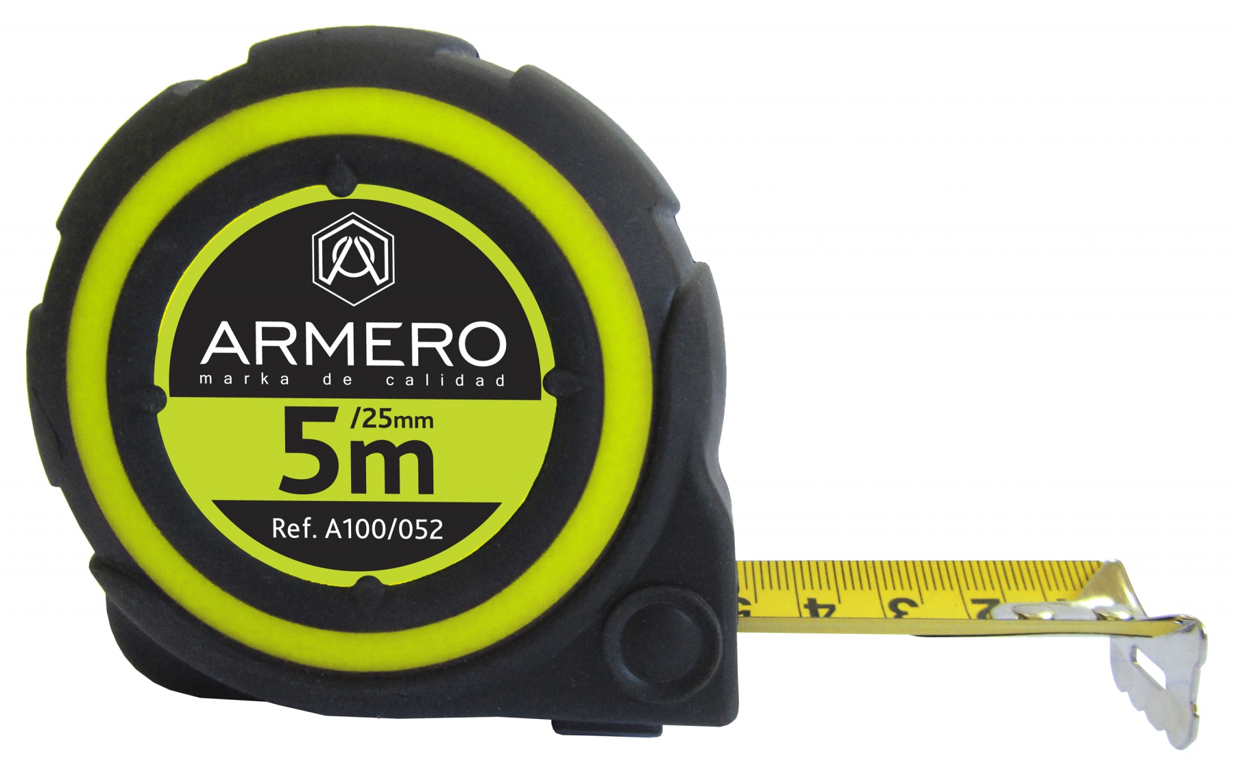 

Рулетка 5м Armero A100/052 х 25мм с автоблокировкой, магнитные вставки в крючке, нейлоново