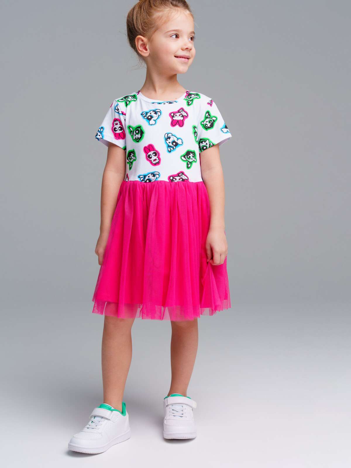 Платье детское PlayToday 12442014, белый,малиновый, 98