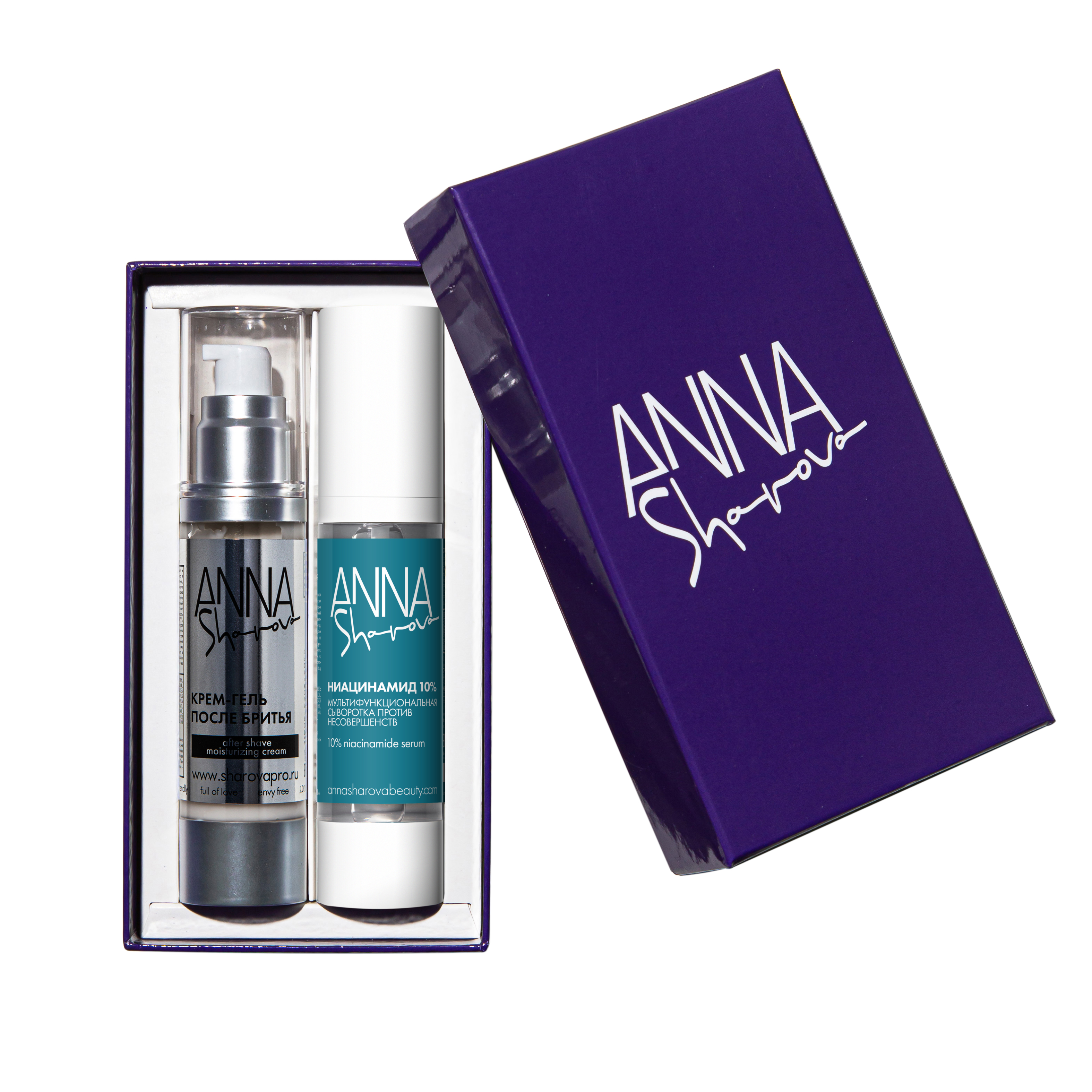 Сет Men Anna Sharova Крем-гель после бритьясыворотка с ниацинамидом 10 50 мл 3300₽