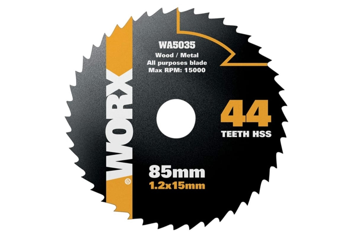 Диск пильный по металлу HSS 85х1.2х15, Z=44 зуба WORX