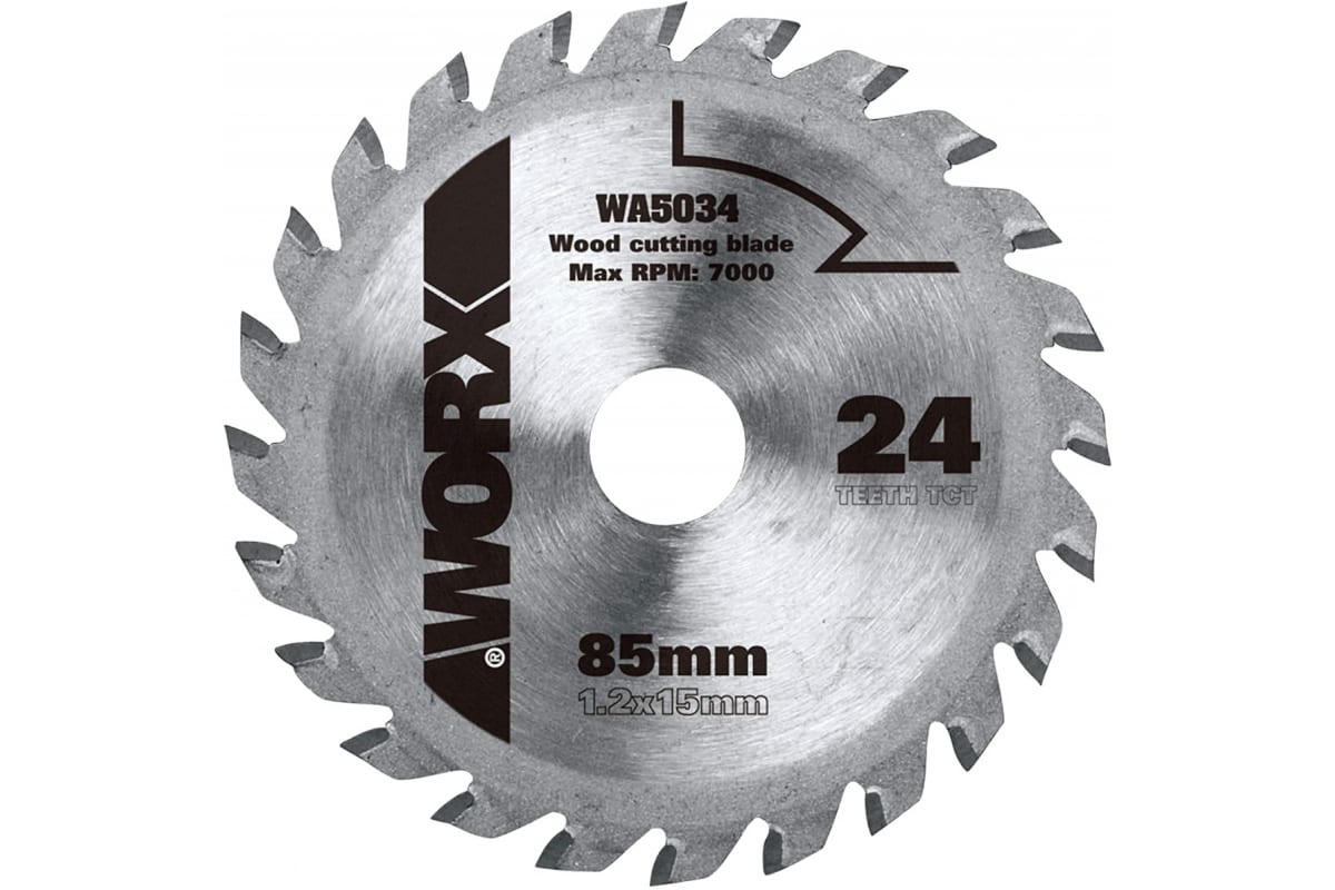 Диск пильный твердосплавный ТСТ 85х1.2х15, Z=24 зубаWORX