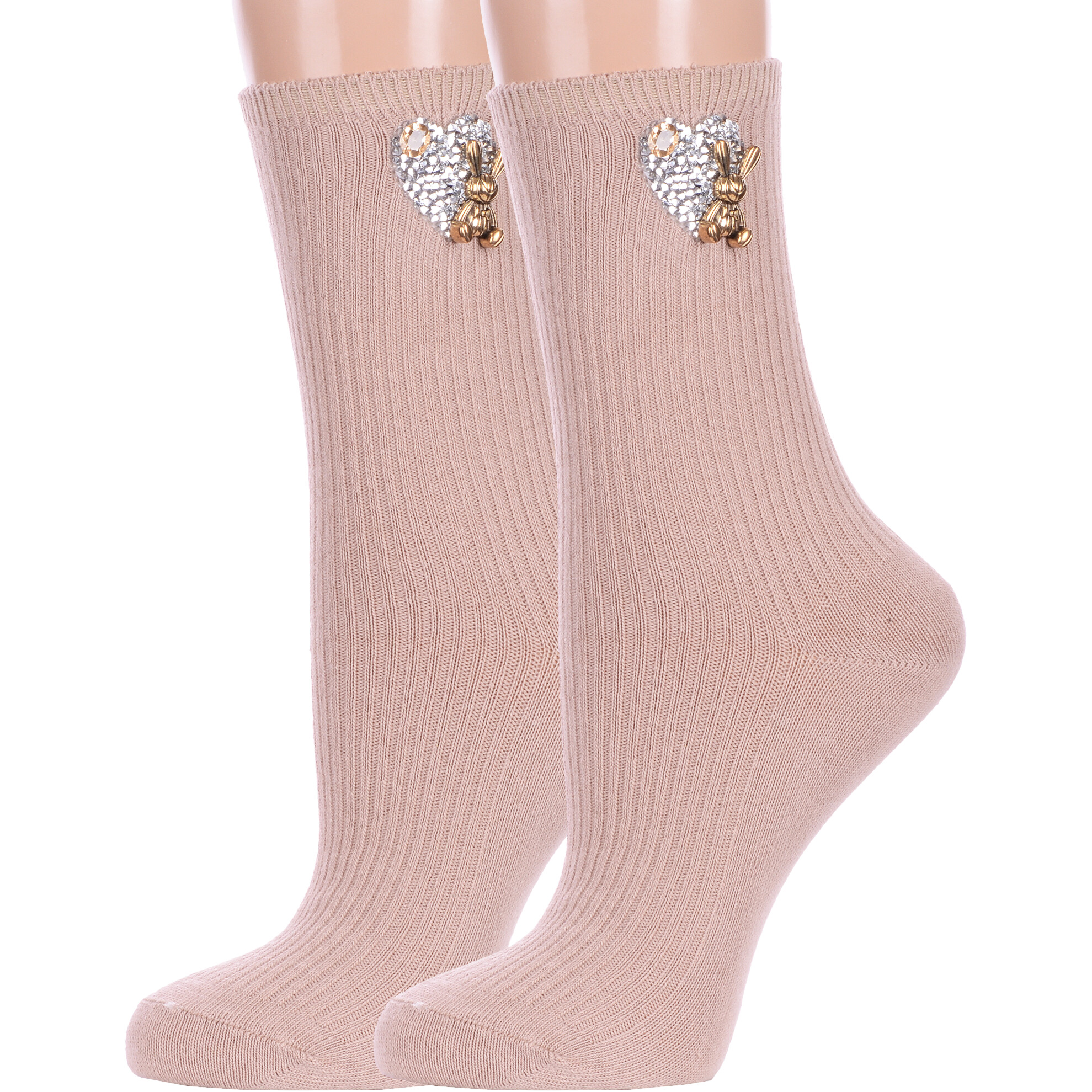 Комплект носков женских Hobby Line 2-Нжвип1000-03 бежевых 36-40, 2 пары