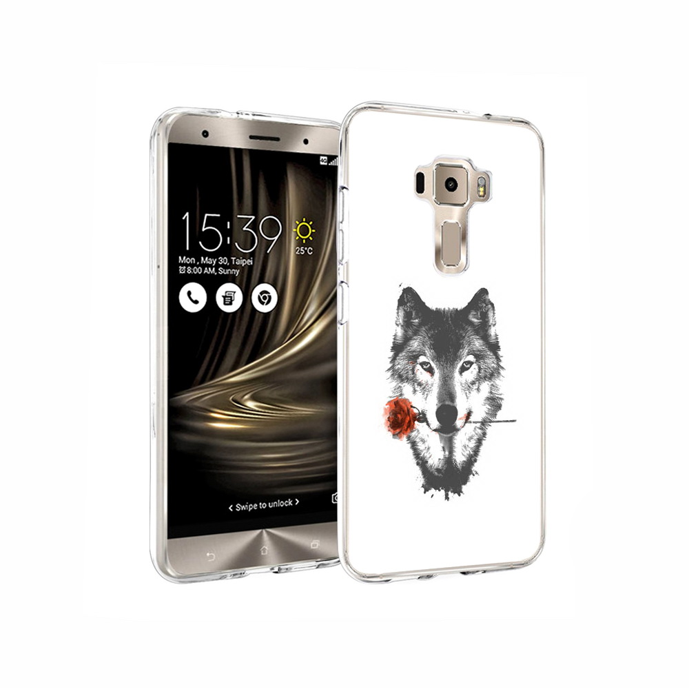 

Чехол MyPads Tocco для Asus ZenFone 3 волк с розой, Прозрачный, Tocco