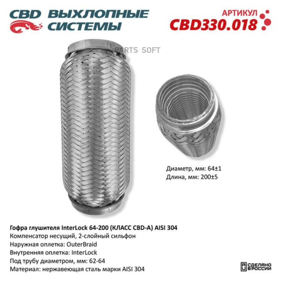 

Гофра глушителя InterLock 64-200 (КЛАСС CBD-A) AISI 304. CBD CBD330.018