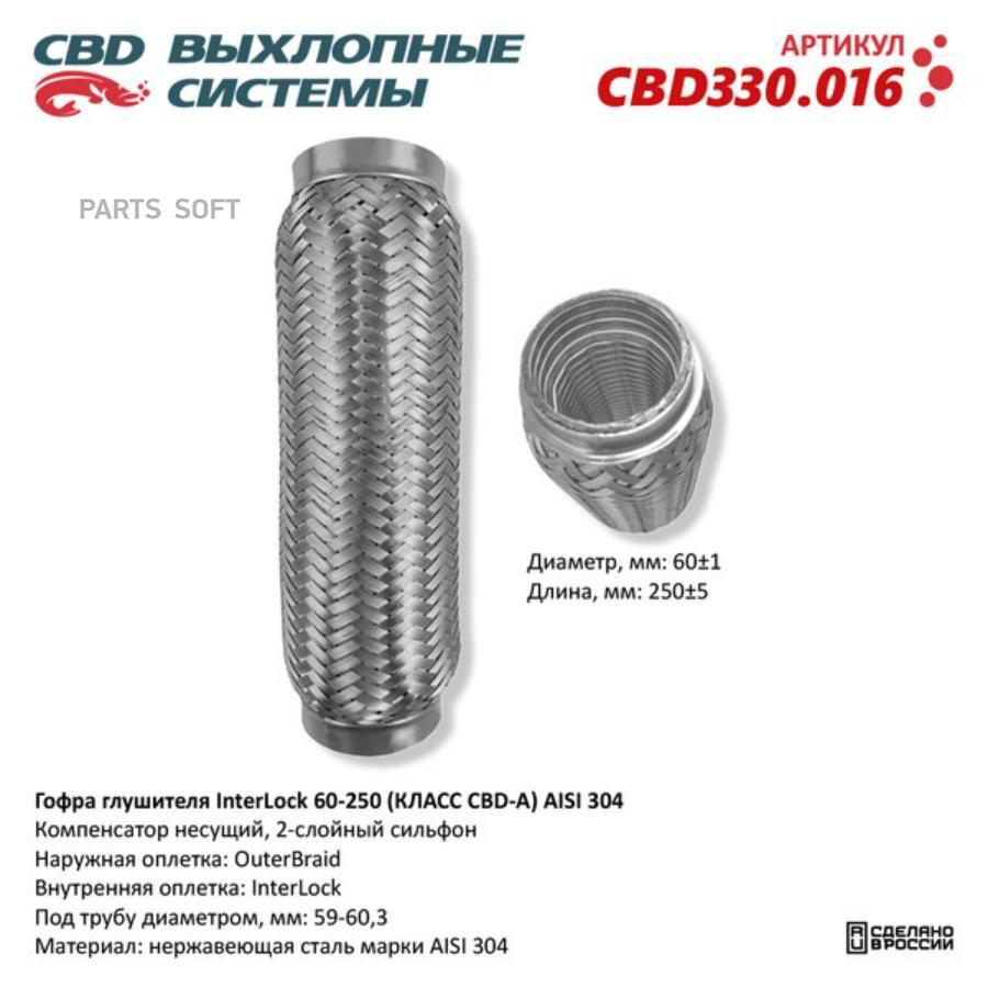 

Гофра глушителя InterLock 60-250 (КЛАСС CBD-A) AISI 304. CBD CBD330.016