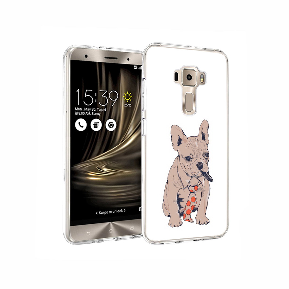

Чехол MyPads Tocco для Asus ZenFone 3 бульдог с сигарой, Прозрачный, Tocco