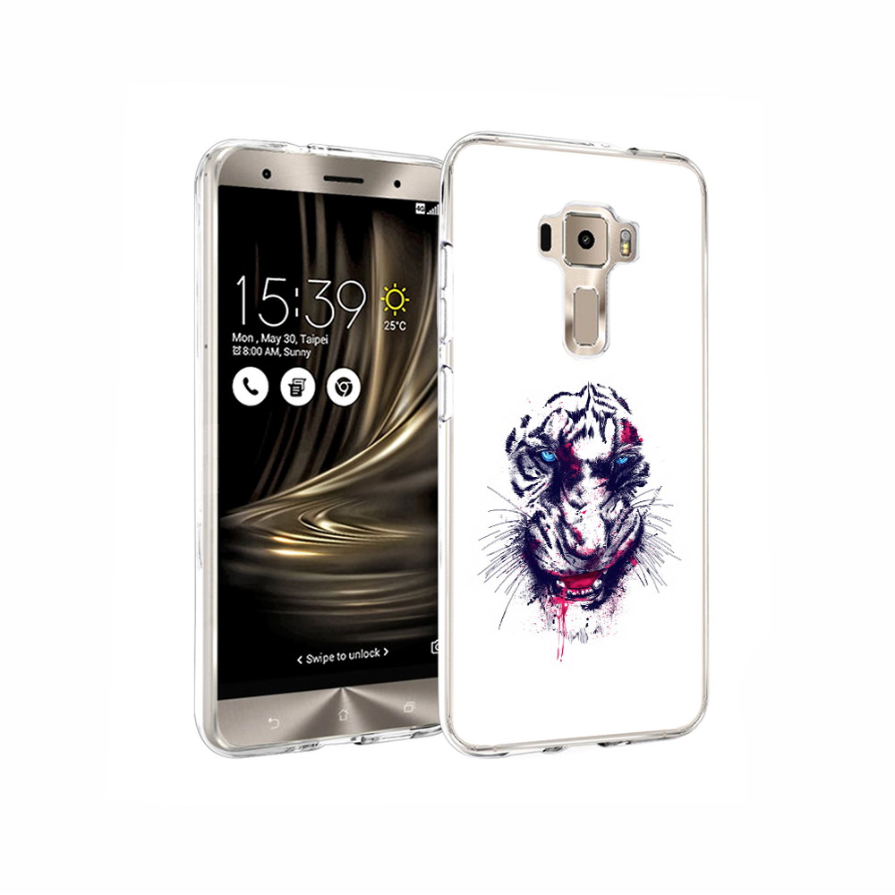 

Чехол MyPads Tocco для Asus ZenFone 3 безумный тигр, Прозрачный, Tocco