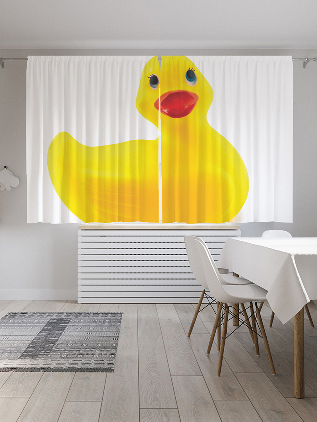 

Шторы с фотопечатью JoyArty "Игрушка утенок" из сатена, 290х180 см