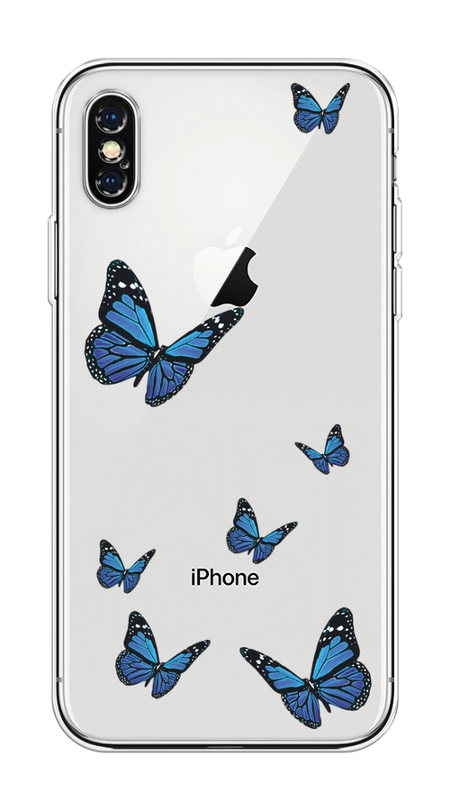 

Чехол на Apple iPhone XS Max "Blue butterflies", Синий;черный, 11950-1