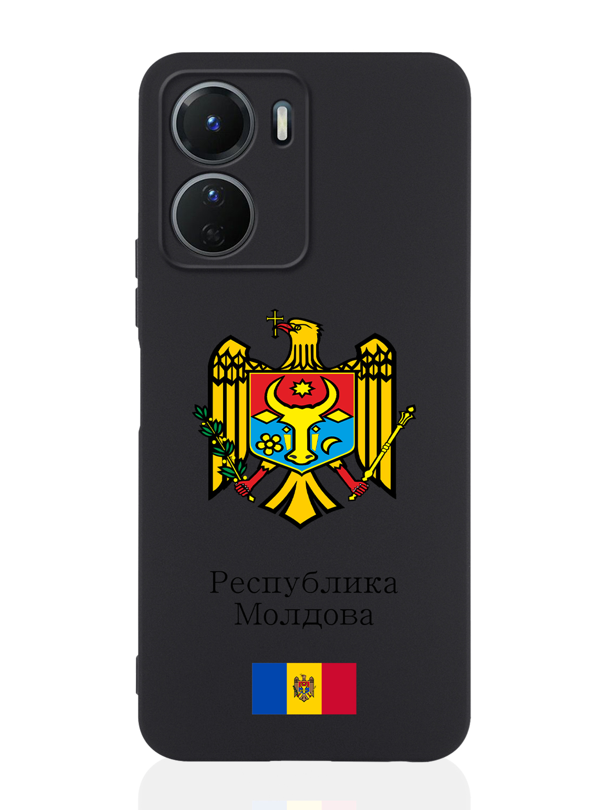 

Чехол для Vivo Y16 Герб Республики Молдова/ Герб Молдавии черный, Разноцветный