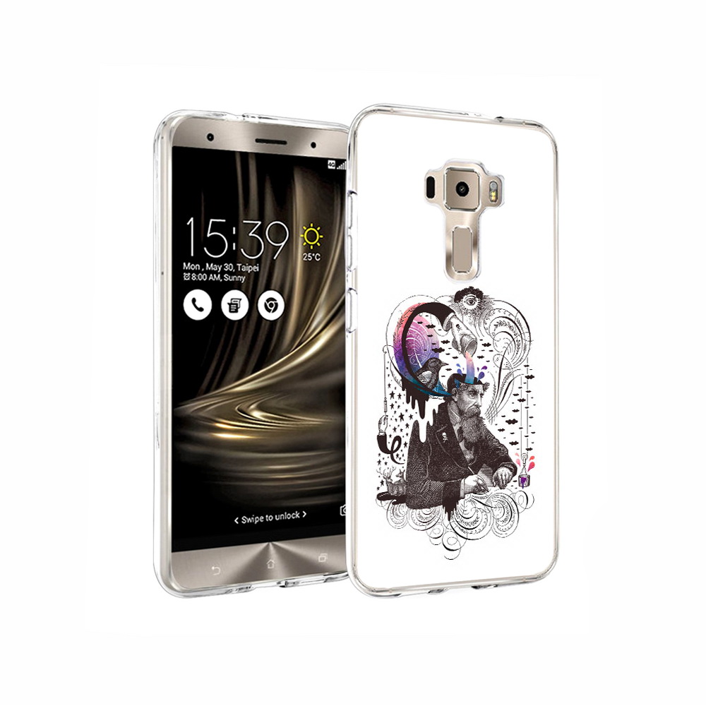 

Чехол MyPads Tocco для Asus ZenFone 3 абстракция думающий мужчина, Прозрачный, Tocco