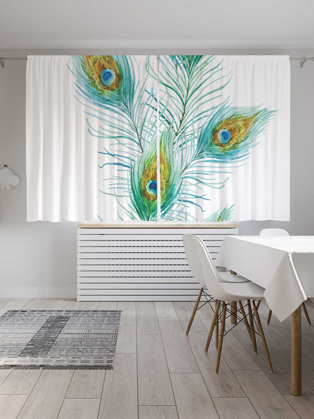 фото Шторы с фотопечатью joyarty "перьевое растение" из сатена, 290х180 см