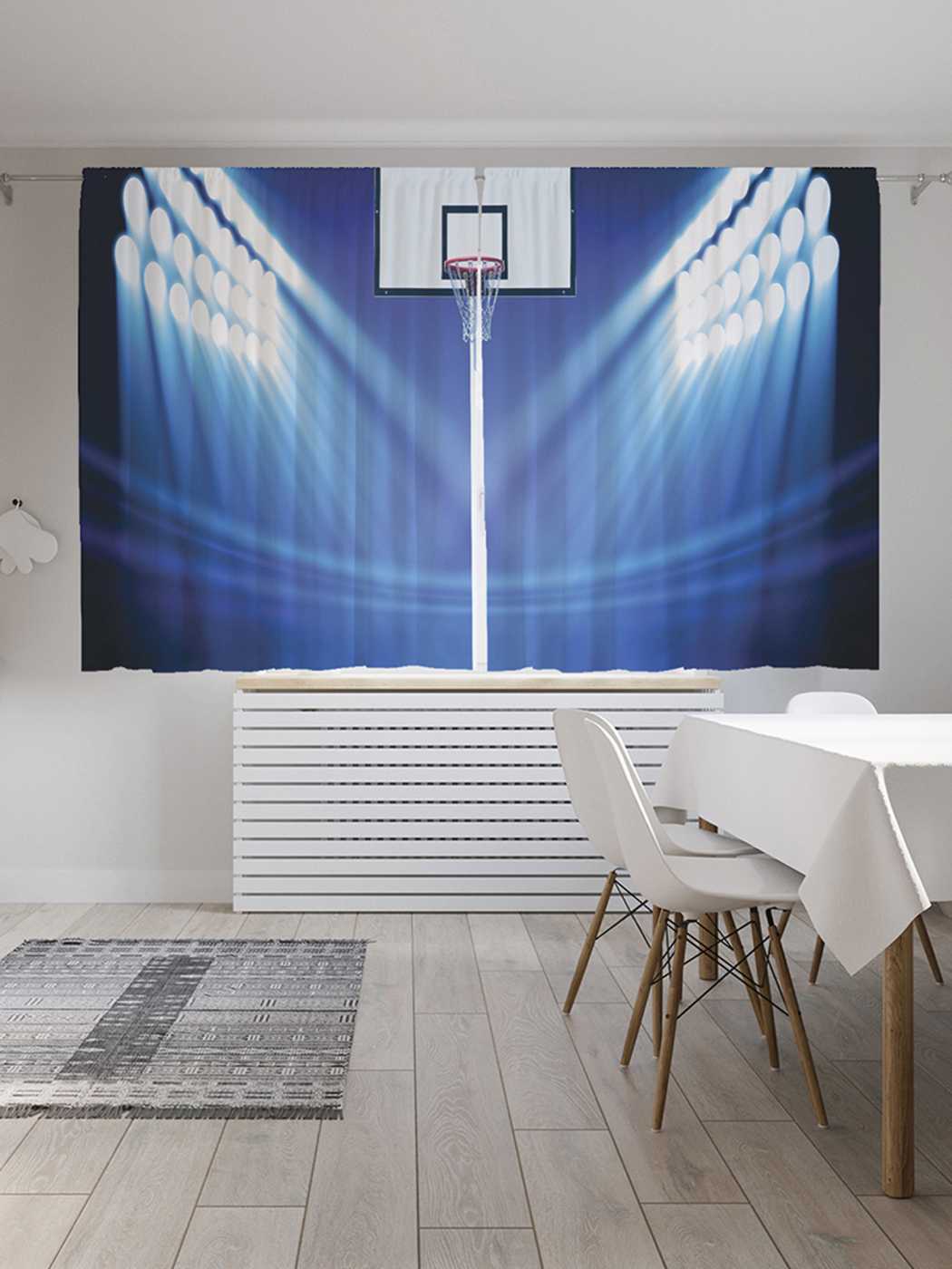 фото Классические шторы joyarty "баскетбольное кольцо", oxford delux, 2 полотна 145x180 см
