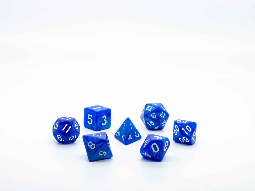 

Набор кубиков для D&D, Dungeons and Dragons, ДнД, Pathfinder синий мрамор, MGP07