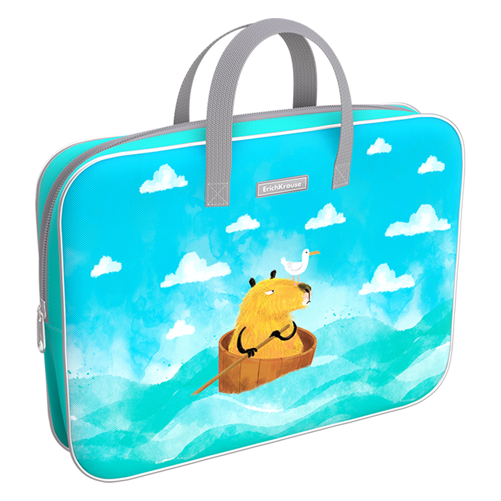

Папка текстильная на молнии ErichKrause Capybara Travel 60237 с ручками, A4+, Разноцветный